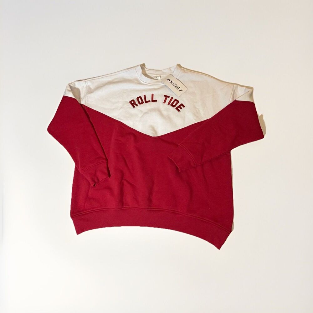 NWT ZooZatz Alabama Crimson Tide Roll Tide Sweatshirt Women’s Medium Red White